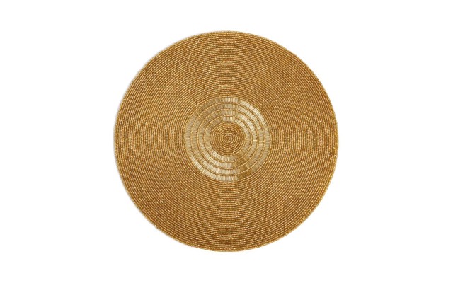 Leila’s Linens Beaded Mat, Gold