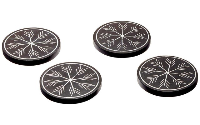  Alpine Carved 4-Pc. Wooden Coaster Set