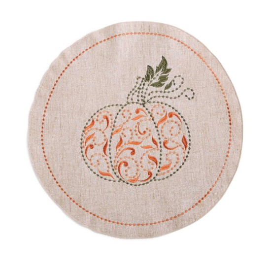  French Perle Pumpkin 15″ Round Placemat