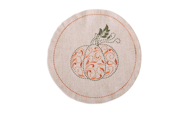  French Perle Pumpkin 15″ Round Placemat