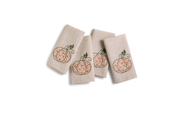  French Perle Pumpkin Napkins, Set Of 4