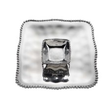 Lenox Organics Bead Square Chip & Dip, Silver
