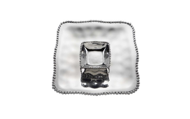  Organics Bead Square Chip & Dip, Silver