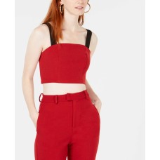 Line & Dot Rosey Cropped Top (Red, S)
