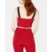 Line & Dot Rosey Cropped Top (Red, S)
