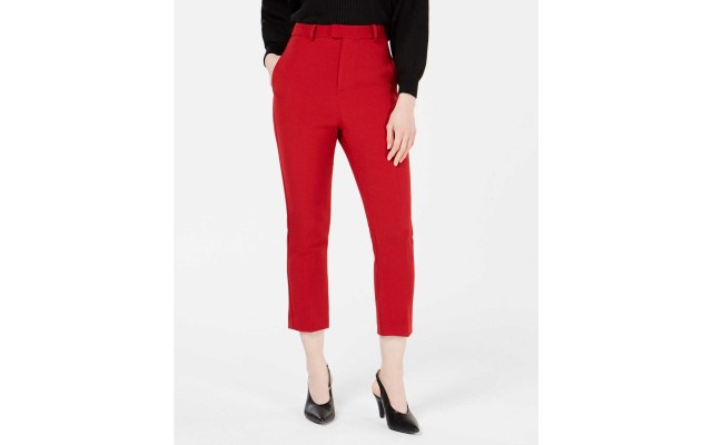 Line & Dot Rosey High-Rise Pants (Red, Large)