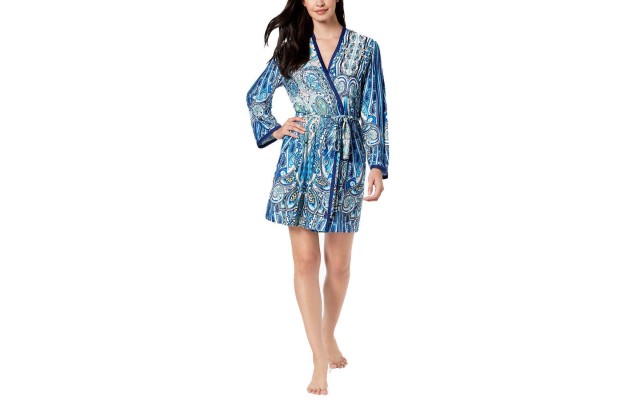  Anisa Knit Paisley-Print Wrap(Navy, L/XL)