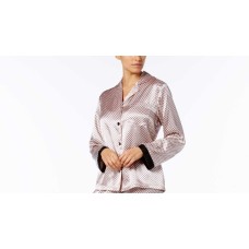 Linea Donatella Satin Pinstripe Pajama Set, Missing Pants (Light Pink/Black, L)