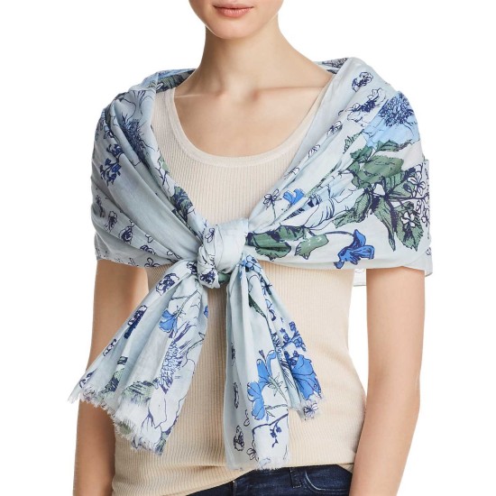  Floral Picnic Scarf (One Size, Navy)