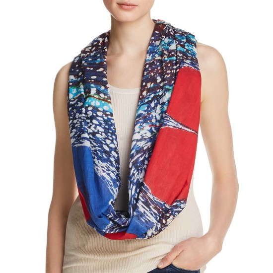 Marble Heart Print Scarf (Red/Multi)