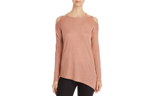  Women's Metallic Cold Shoulder Sweaters