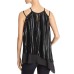 Women's Pleated Overlay Asymmetric Blouses Top, Black, Small