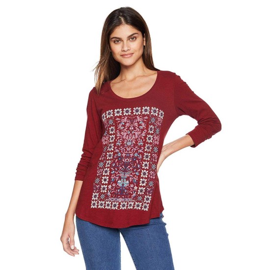  Cotton Batik-Print T-Shirt (Biking Red, S)