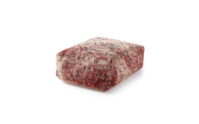  Distressed Chen Pouf Dark Red