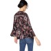  Floral-Print Bell-Sleeve Top (Multi, XS)