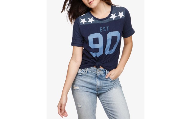  Graphic-Print Football T-Shirt (Navy, XS)