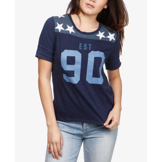  Graphic-Print Football T-Shirt (Navy, XS)