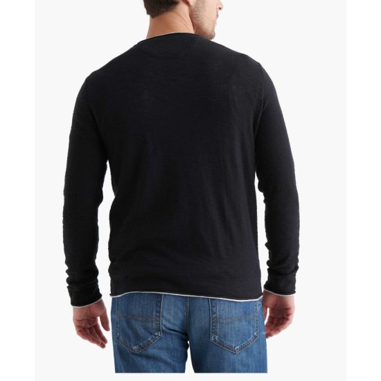  Men’s Textured V-Neck Sweater (Black, Small)
