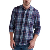 Lucky Brand Men’s Two-Pocket Workwear Plaid Shirt (Blue Plaid, Small)