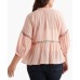  Plus Embroidered Peasant Top (Bright Orange, XL)