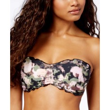 Lucky Brand Smokescreen Camo-Print Ruffled Bandeau Bikini Top (Multicolored, S)