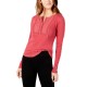  Women's Cotton Embroidered Henley Thermal Blouse Pullover Shirt Tops