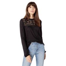 Lucky Brand Women’s Embroidered Top (Black, L)