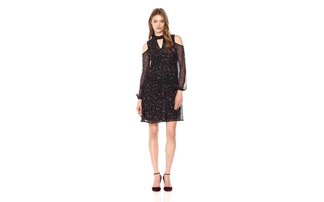  Women's Floral Lace Cold Shoulder Dress