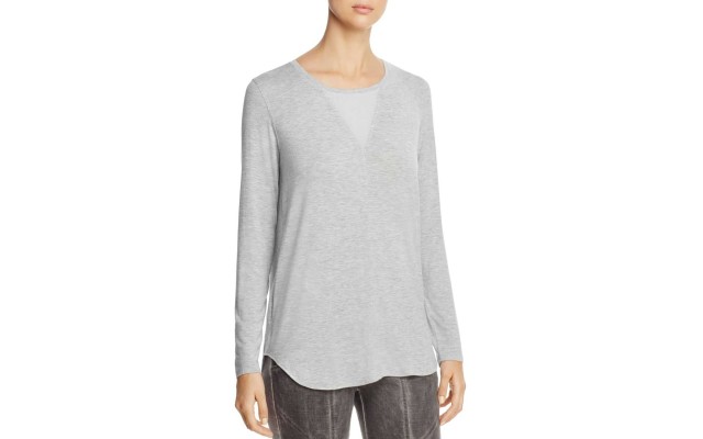  Women's Valencia Mixed Media Blouse Pullover Shirt Tops