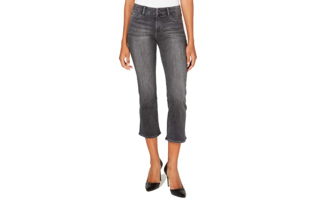  Lucy Mid-Rise Cropped Flared Jeans (Black)
