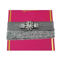 Macys Glitter Elastic Hair Tie With Crystal Stone Stays Under The Mistletoe (Silver/Gray)