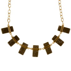 Macys Gold-Tone Black Rectangular Stone Drama Necklace