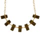 Macys Gold-Tone Black Rectangular Stone Drama Necklace