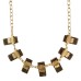 Macys Gold-Tone Black Rectangular Stone Drama Necklace