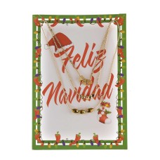 Macy’s Gold-Tone FELIZ NAVIDAD Pendant Necklace Gift Set