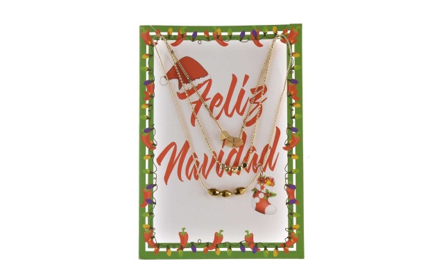 Macy’s Gold-Tone FELIZ NAVIDAD Pendant Necklace Gift Set