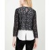  Lace-Overlay Blouse (Black, XXS)