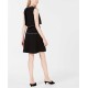 Pearl-Trim Fit & Flare Dress (Black, XL)