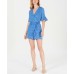  Women's Printed Surplice Rompers, Bright Blue, 10