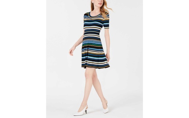  Women's Striped A-Line Sweater Dress