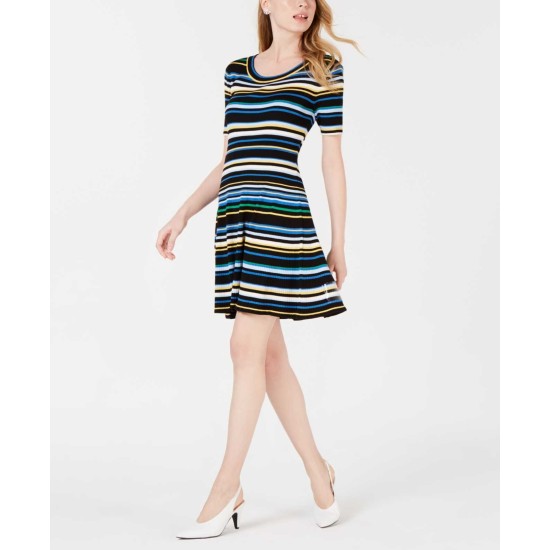  Women's Striped A-Line Sweater Dress
