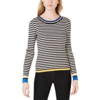 Maison Jules Women's Striped Ribbed-Knit Sweaters, Black, X-Large