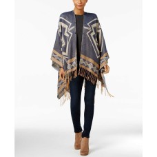 Marcus Adler Faux Fur Collar Printed Cape (Blue)