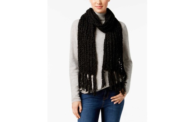  Ultra-Soft Bouclé Fringe Scarf (Black)