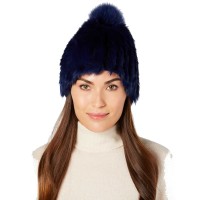 Marcus Adler Women's Slouchy Fur Beanies, Navy