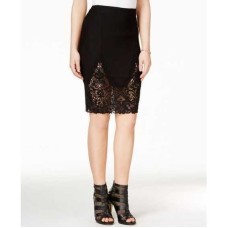 Marilyn Monroe Juniors’ Crocheted-Trim Pencil Skirt (Black, Small)