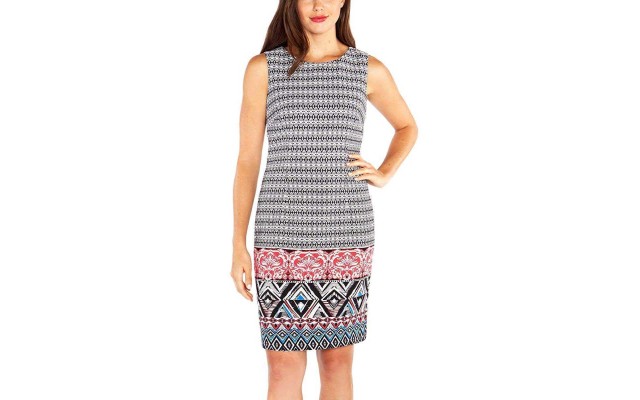  Ladies Shift Dress (Black White Pattern, 12)