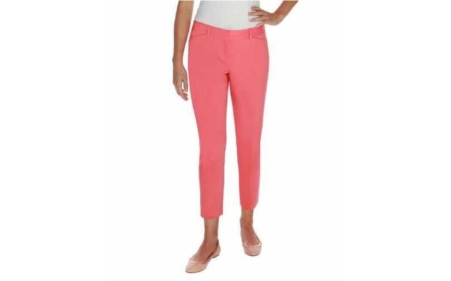  Womens Comfort Stretch Fabric Slim Fit Pants (4×27, Coral Flamingo)