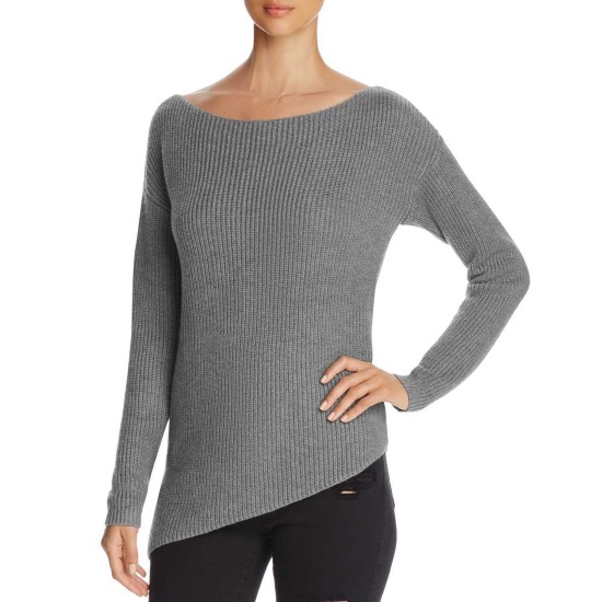 Women's Asymmetric Hem Sweaters, Gray, X-Large