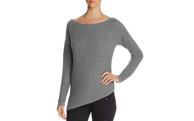  Women's Asymmetric Hem Sweaters, Gray, Large